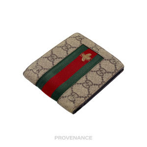 Gucci Beige GG Supreme Canvas Signature Web Bifold Wallet Gucci